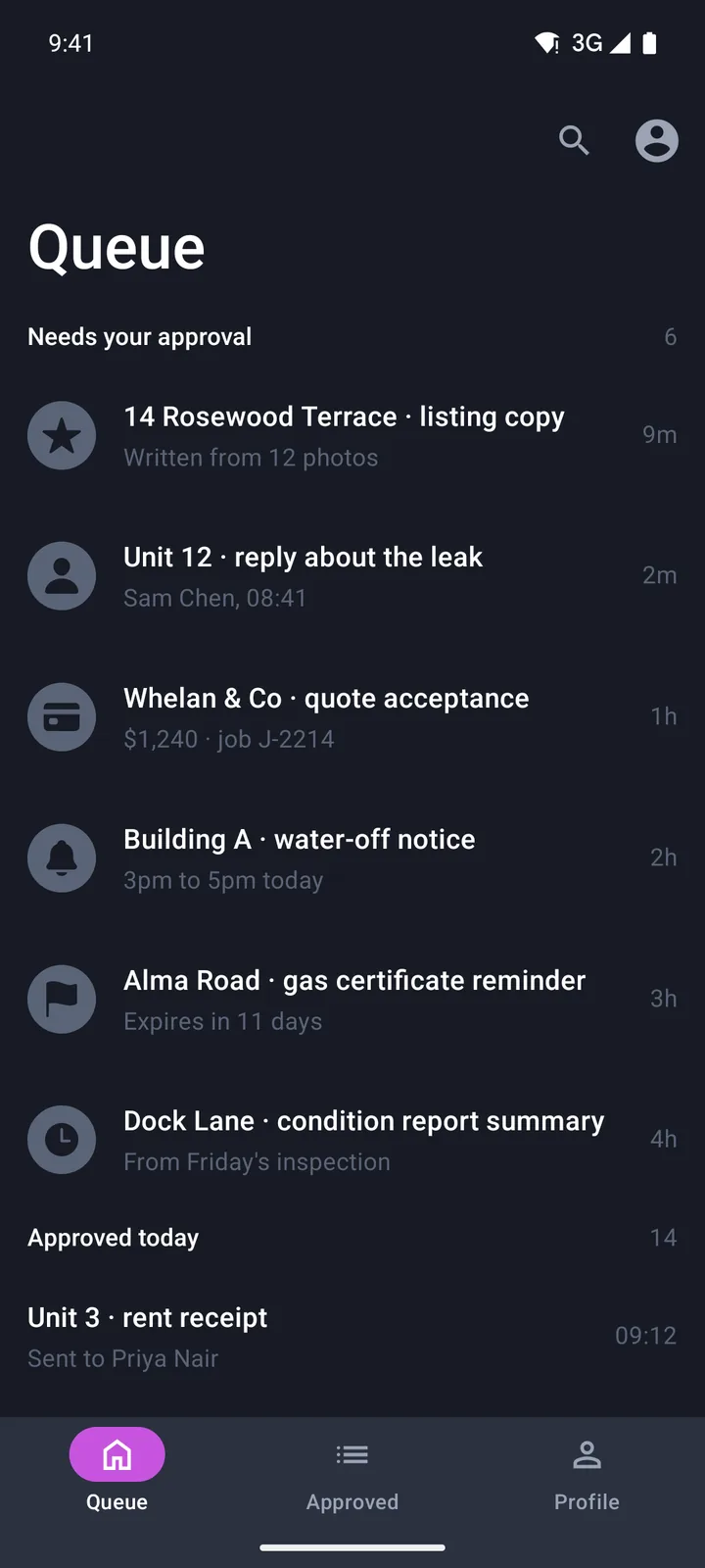 AI drafts & approvals: Queue on Android