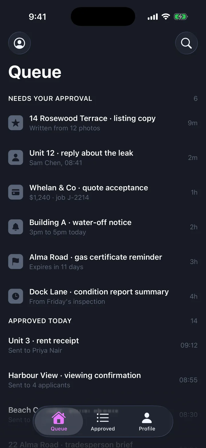 AI drafts & approvals: Queue on iOS