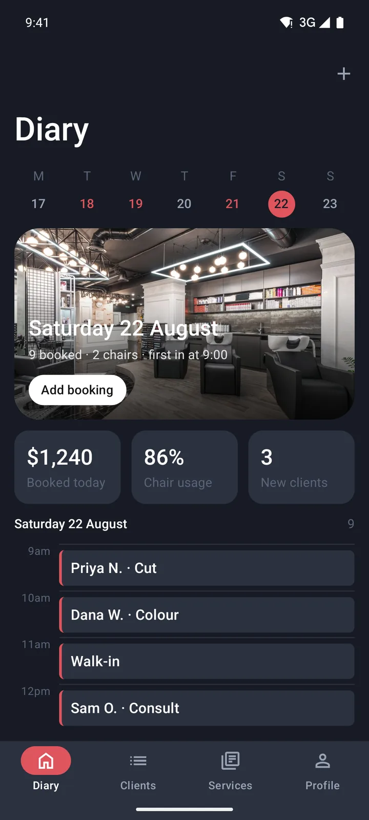 Bookings & appointments: Diary on Android