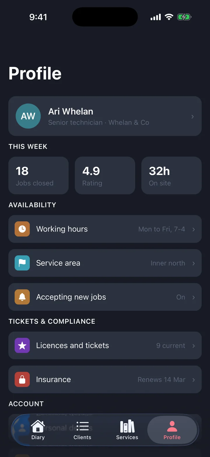 Profile on iOS