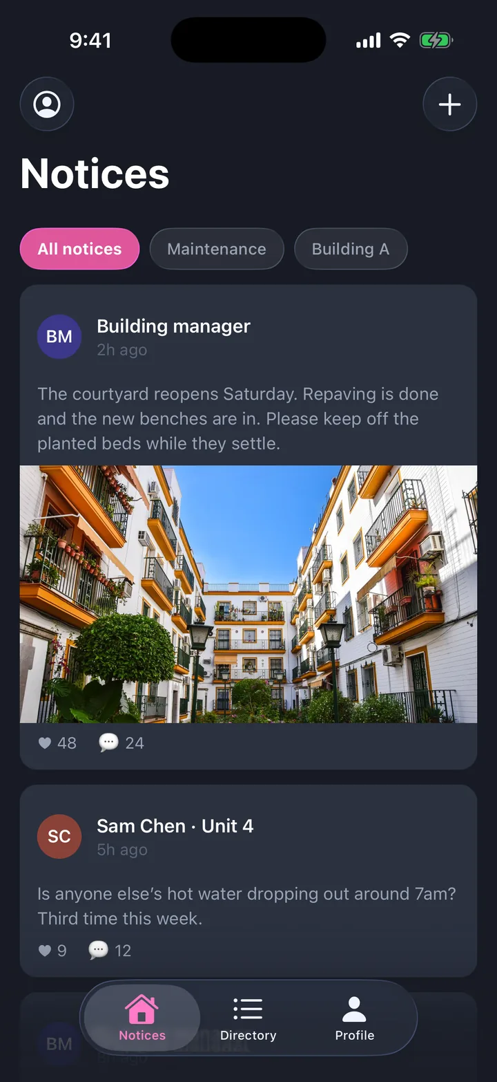 Community & updates: Notices on iOS