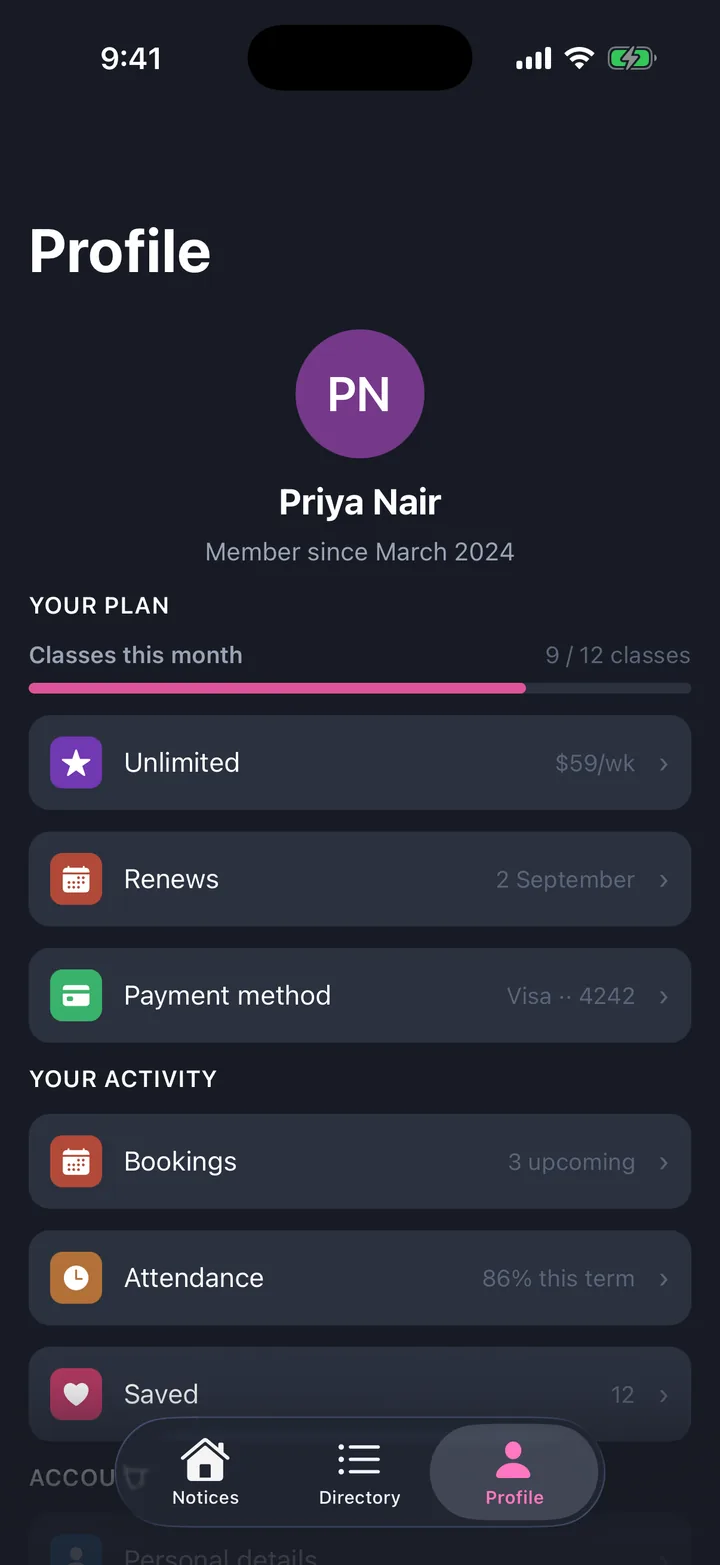 Profile on iOS