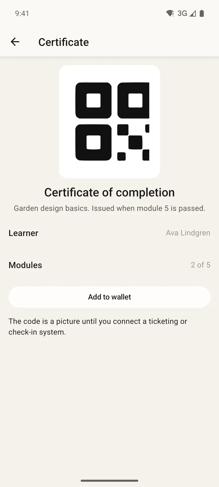 Brightpath Courses: Certificate on Android, light