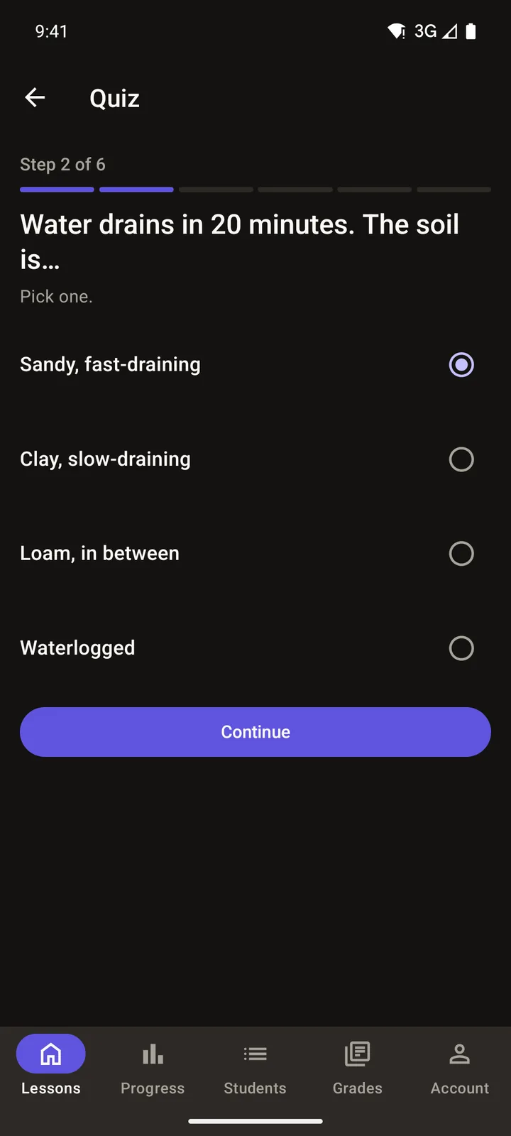 Brightpath Courses: Quiz on Android, dark