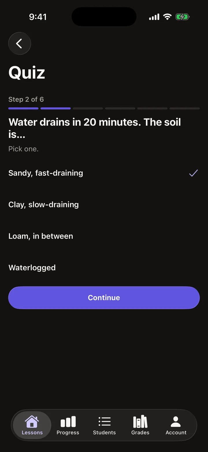 Brightpath Courses: Quiz on iOS, dark