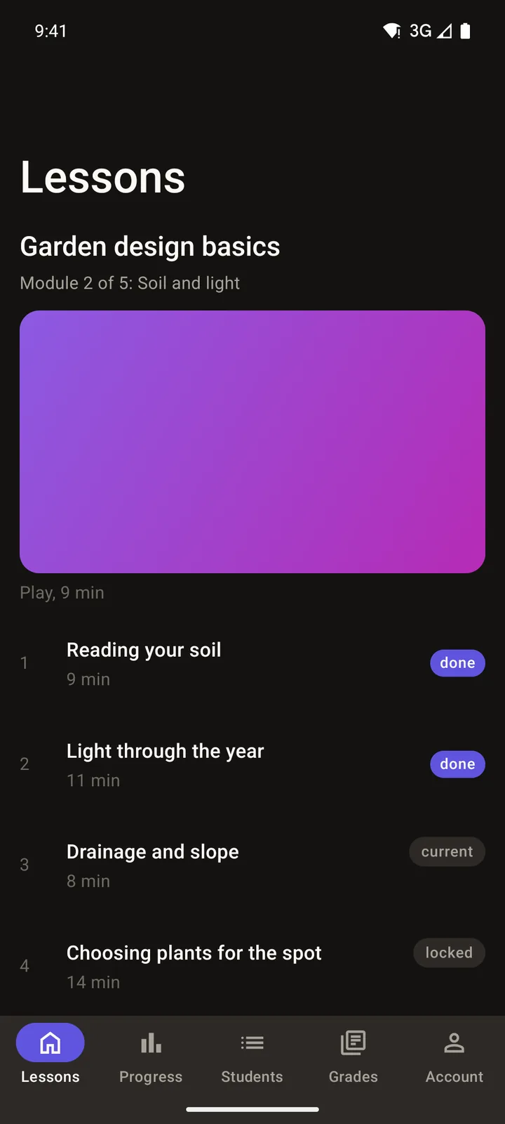 Brightpath Courses: Lessons on Android, dark