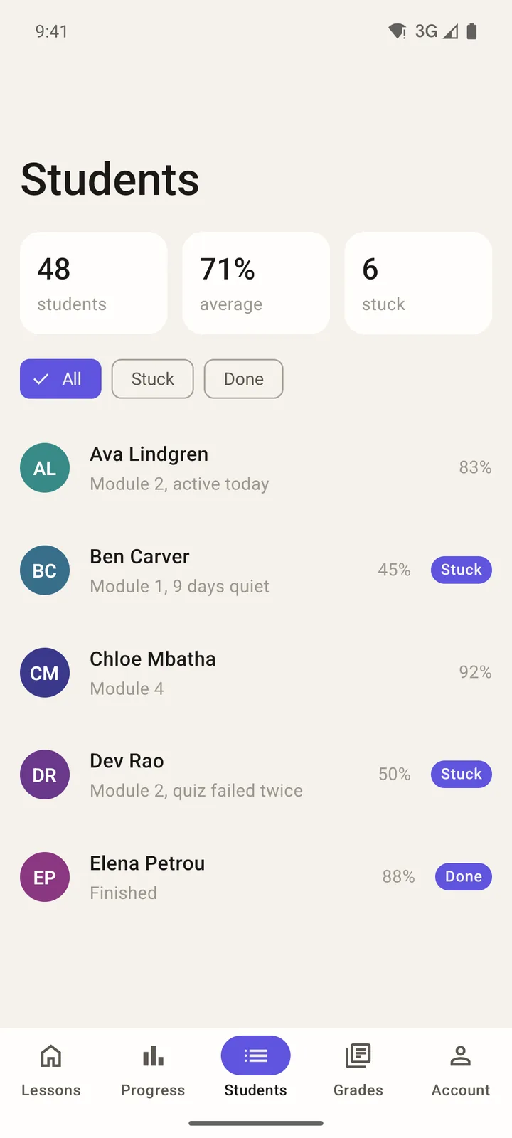 Brightpath Courses: Students on Android, light