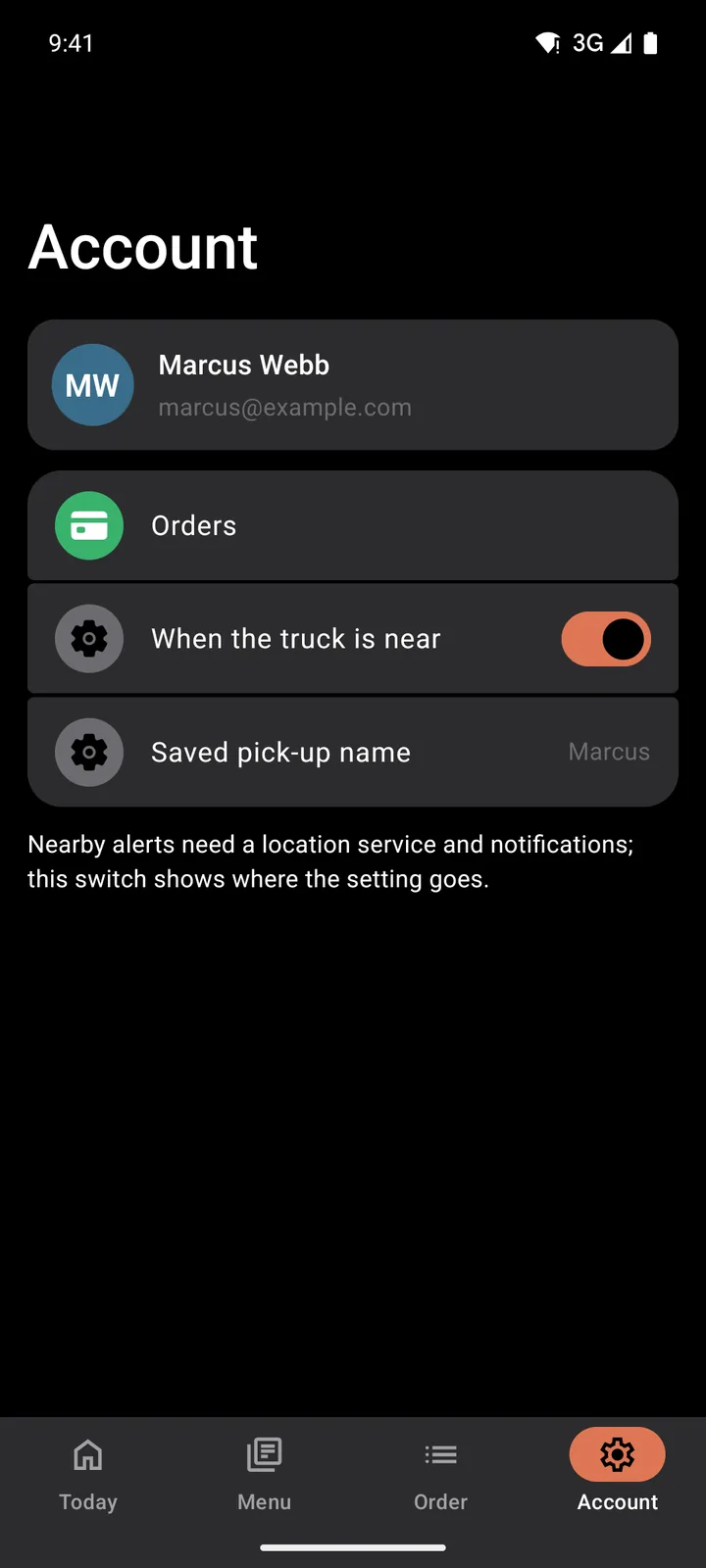 Brisket Brothers: Account on Android, dark