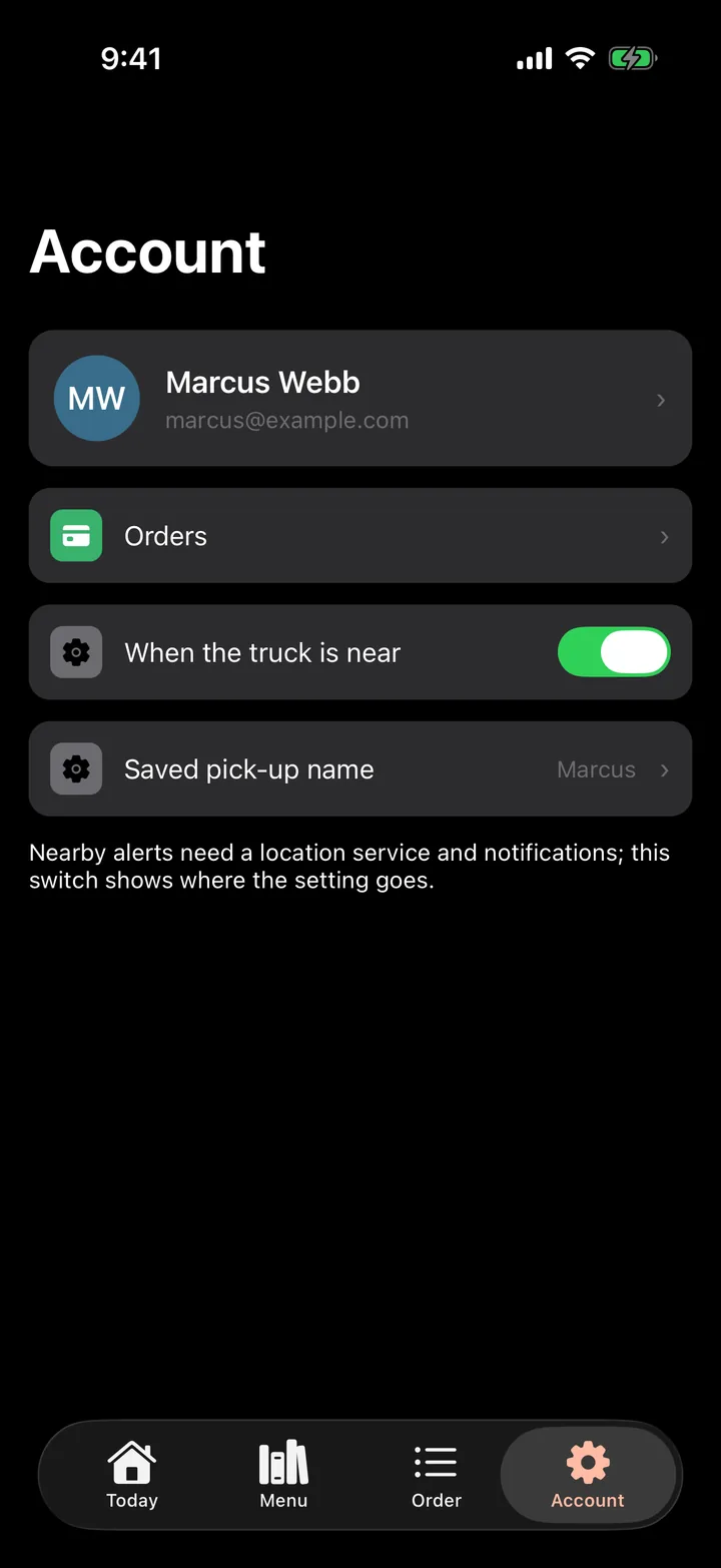 Brisket Brothers: Account on iOS, dark