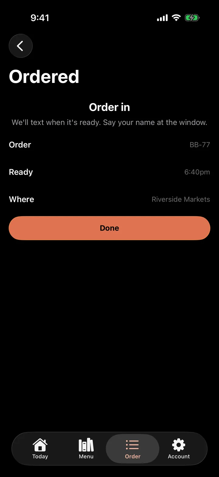 Brisket Brothers: Ordered on iOS, dark
