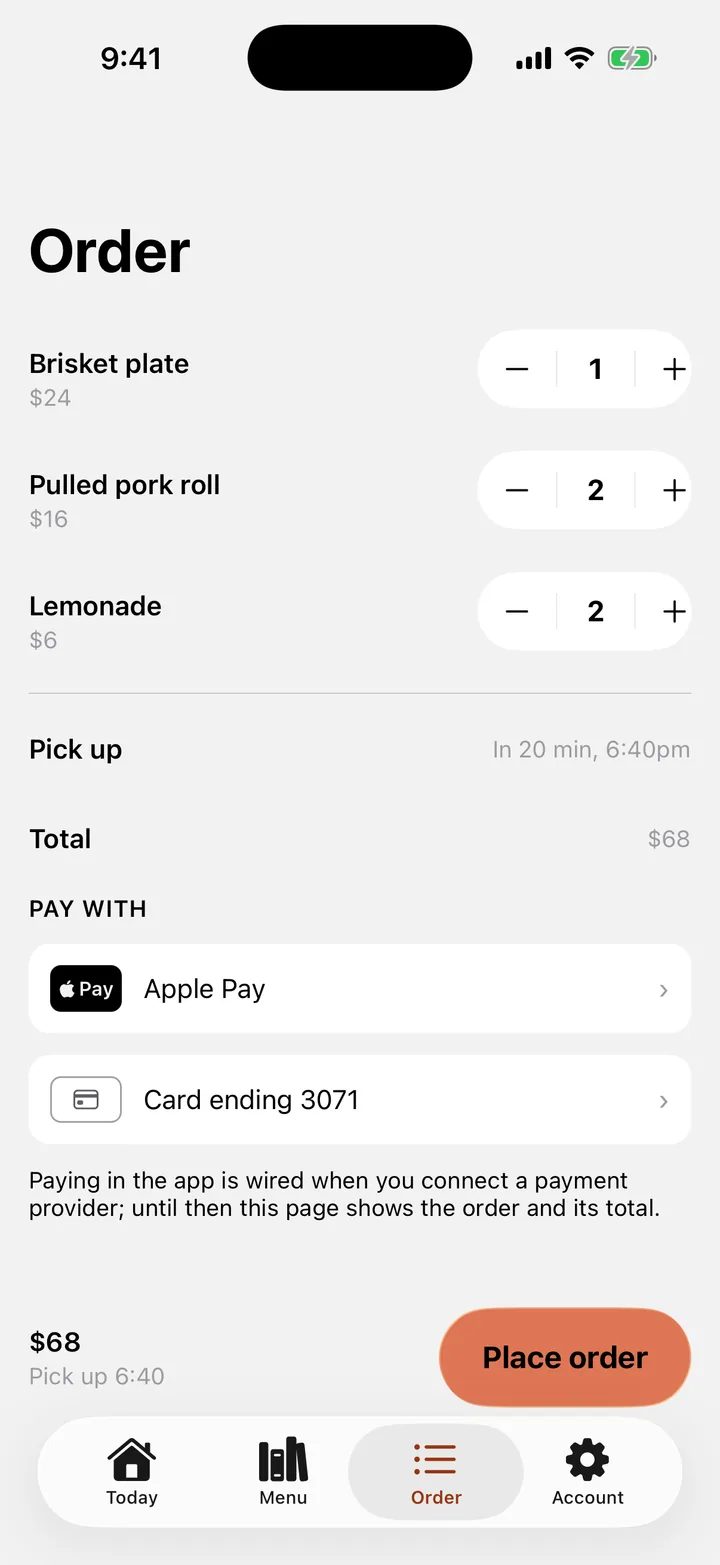 Brisket Brothers: Order on iOS, light