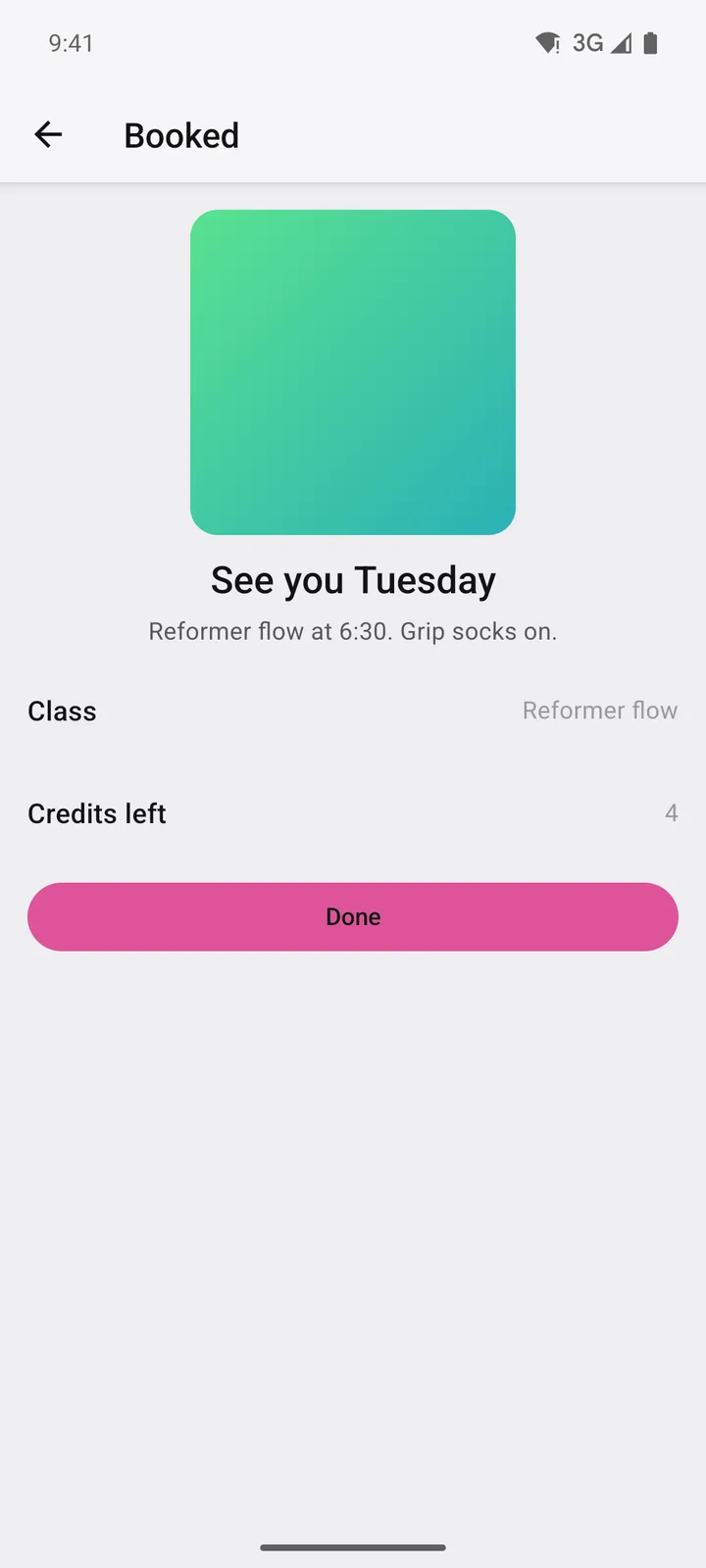 Corefold Pilates: Booked on Android, light