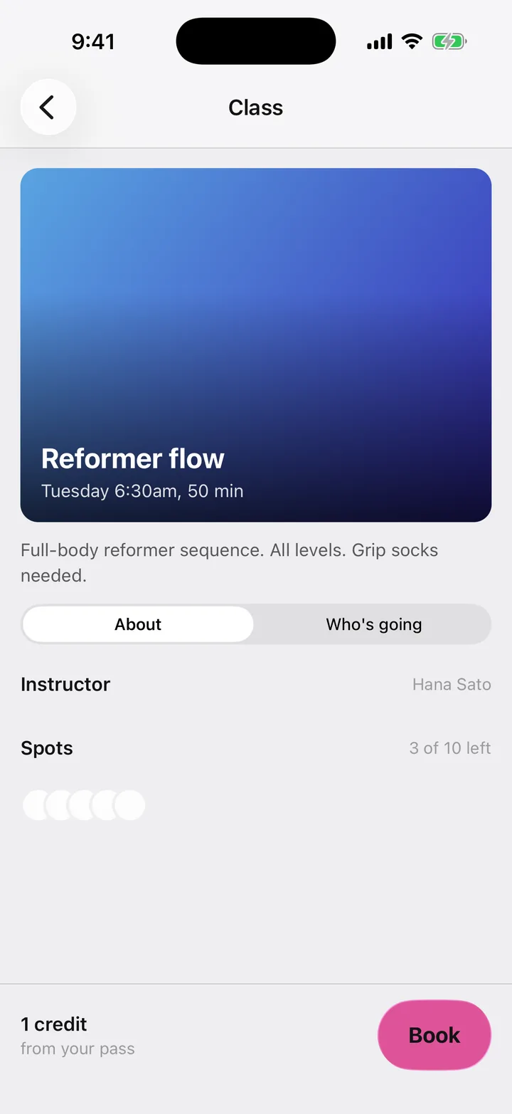 Corefold Pilates: Class on iOS, light