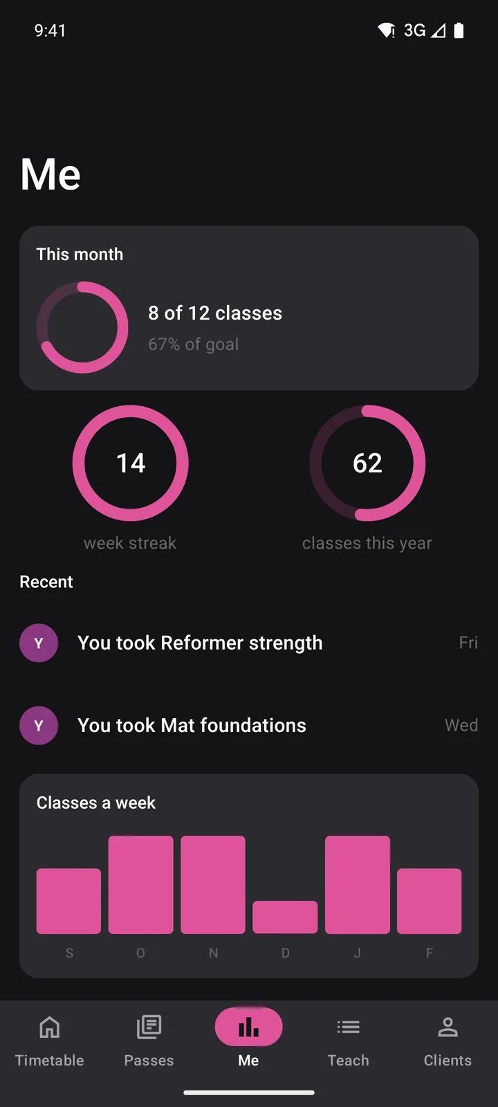 Corefold Pilates: Me on Android, dark