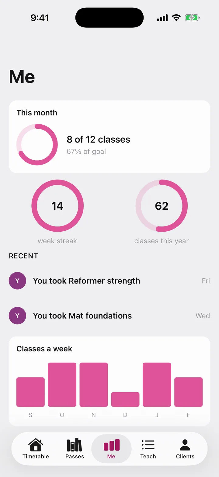 Corefold Pilates: Me on iOS, light