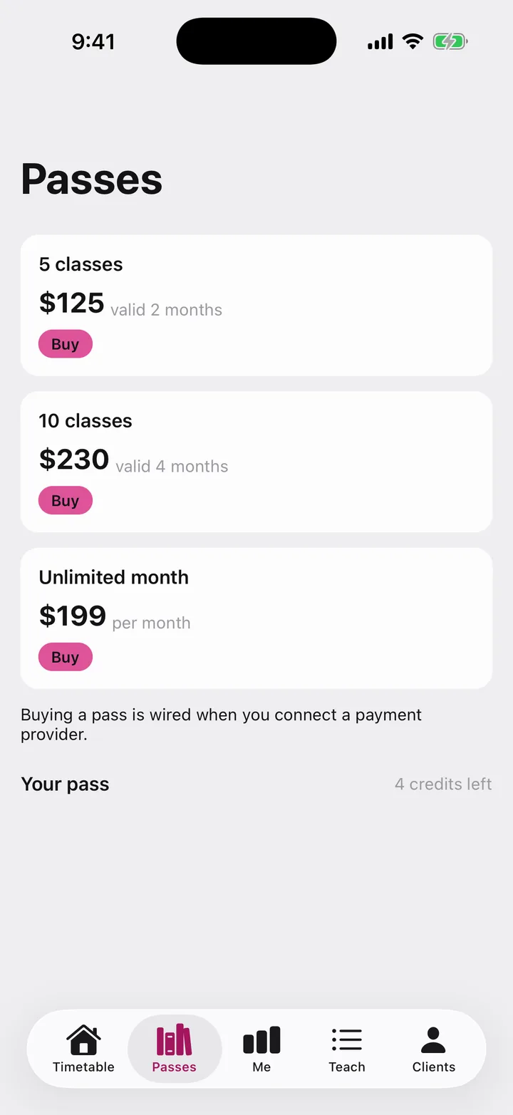 Corefold Pilates: Passes on iOS, light