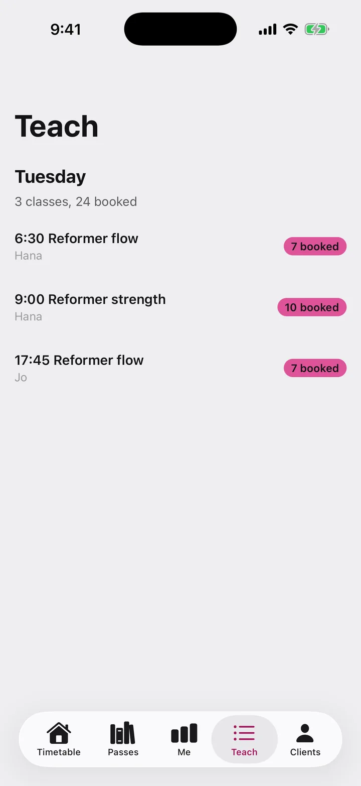 Corefold Pilates: Teach on iOS, light
