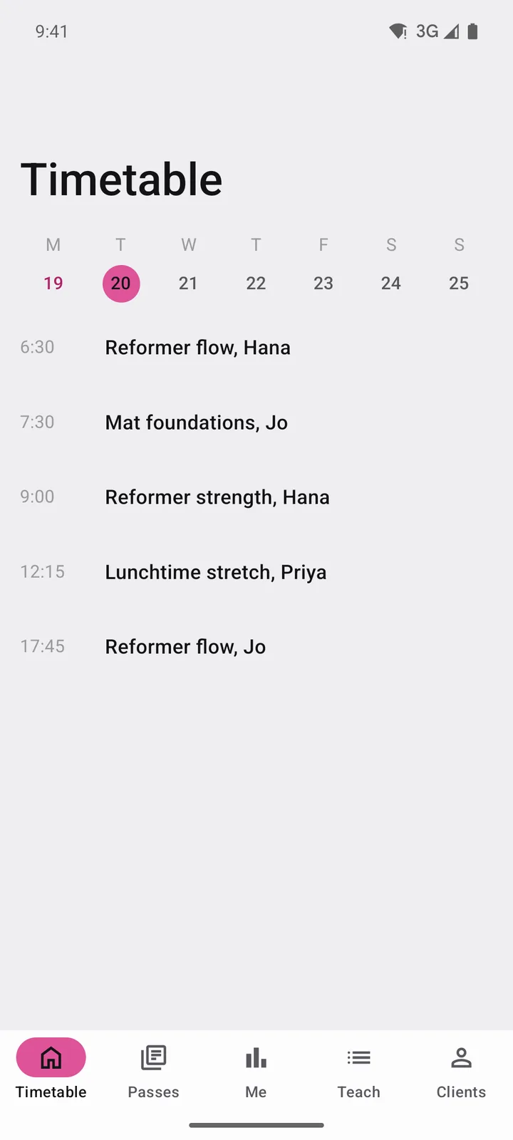 Corefold Pilates: Timetable on Android