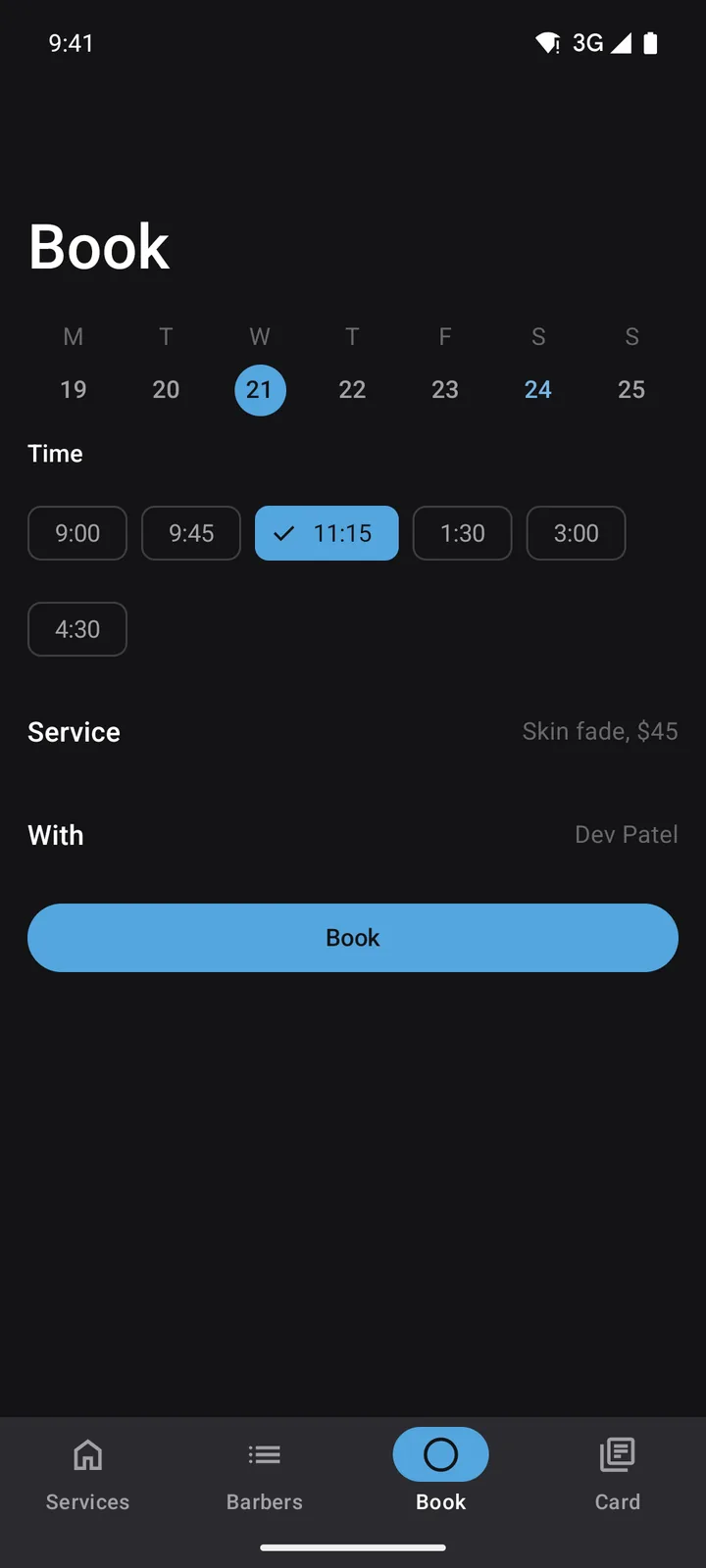 Fade Room: Book on Android, dark