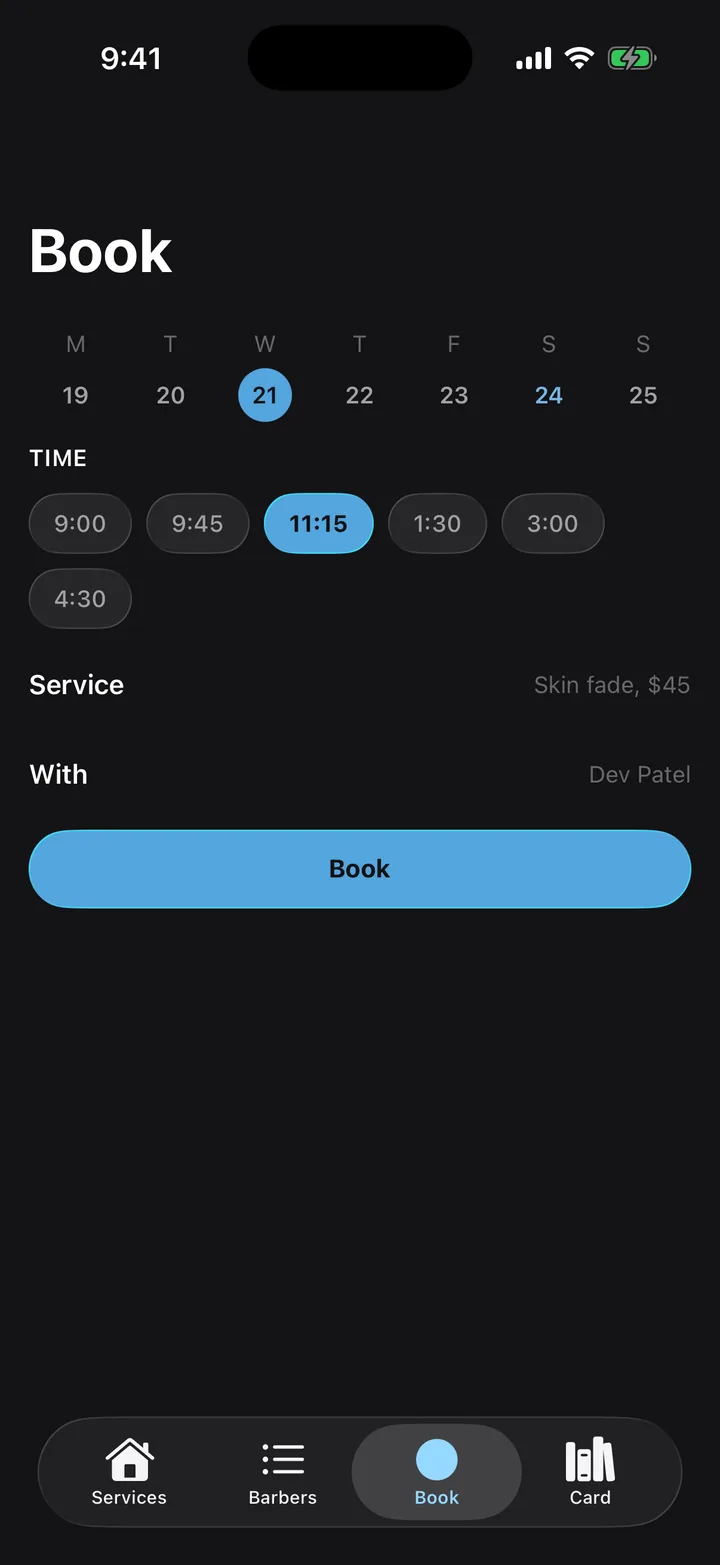 Fade Room: Book on iOS, dark