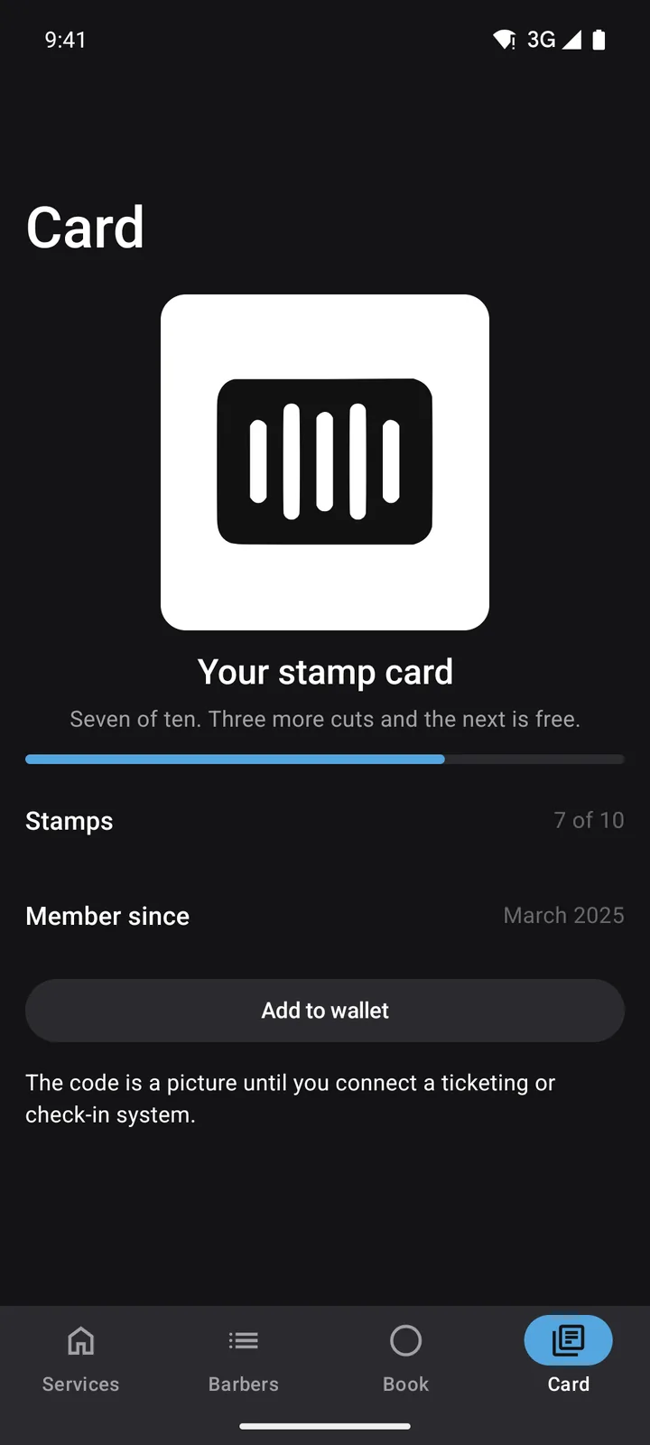 Fade Room: Card on Android, dark