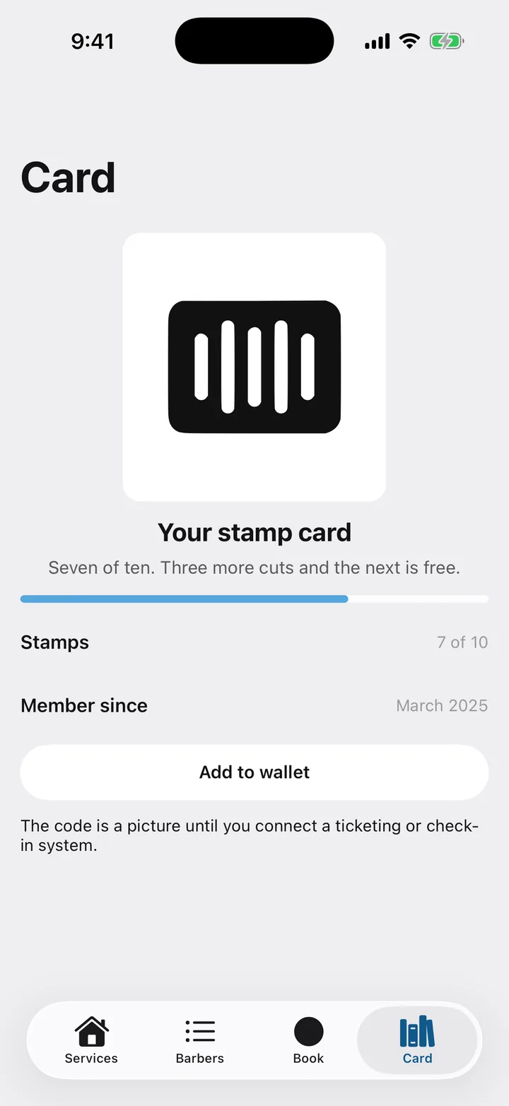 Fade Room: Card on iOS, light