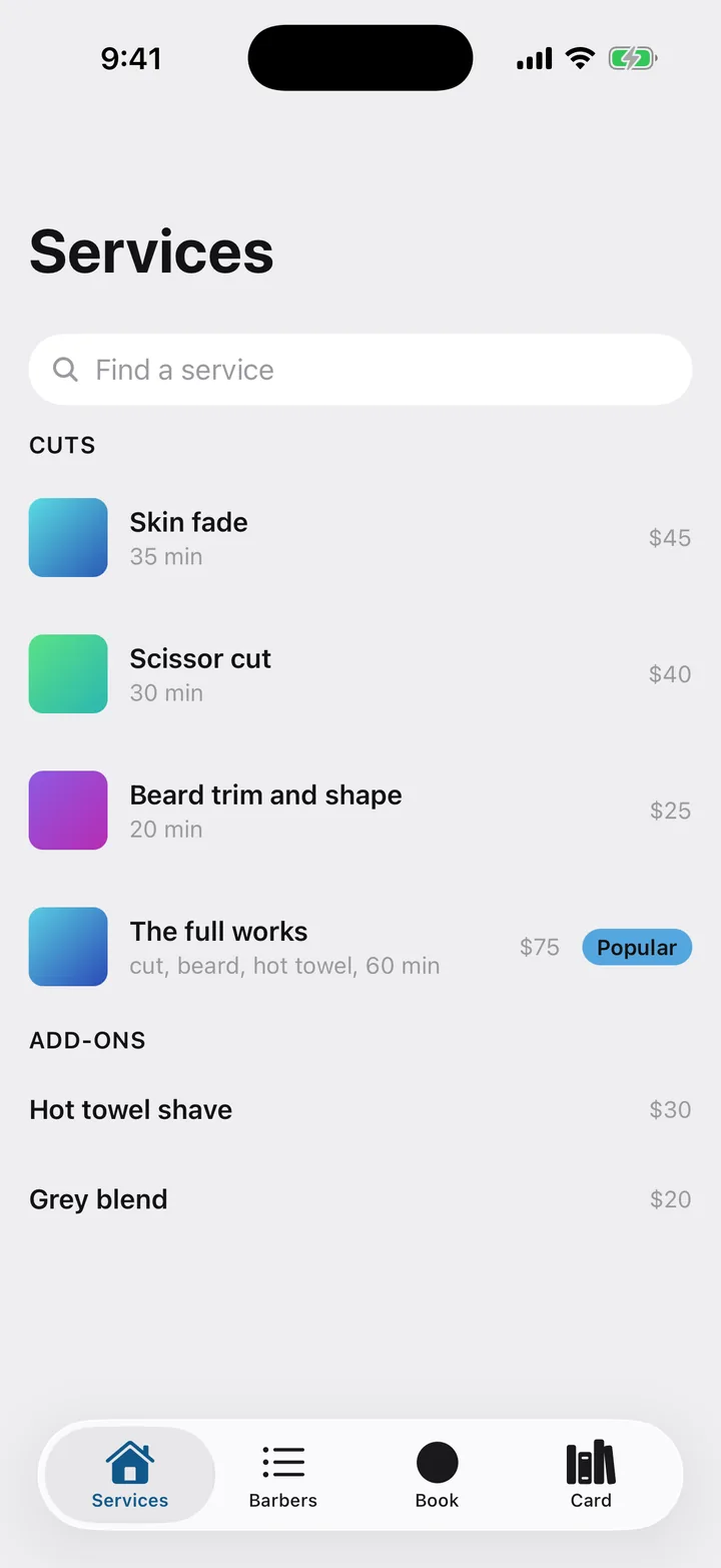 Fade Room: Services on iOS