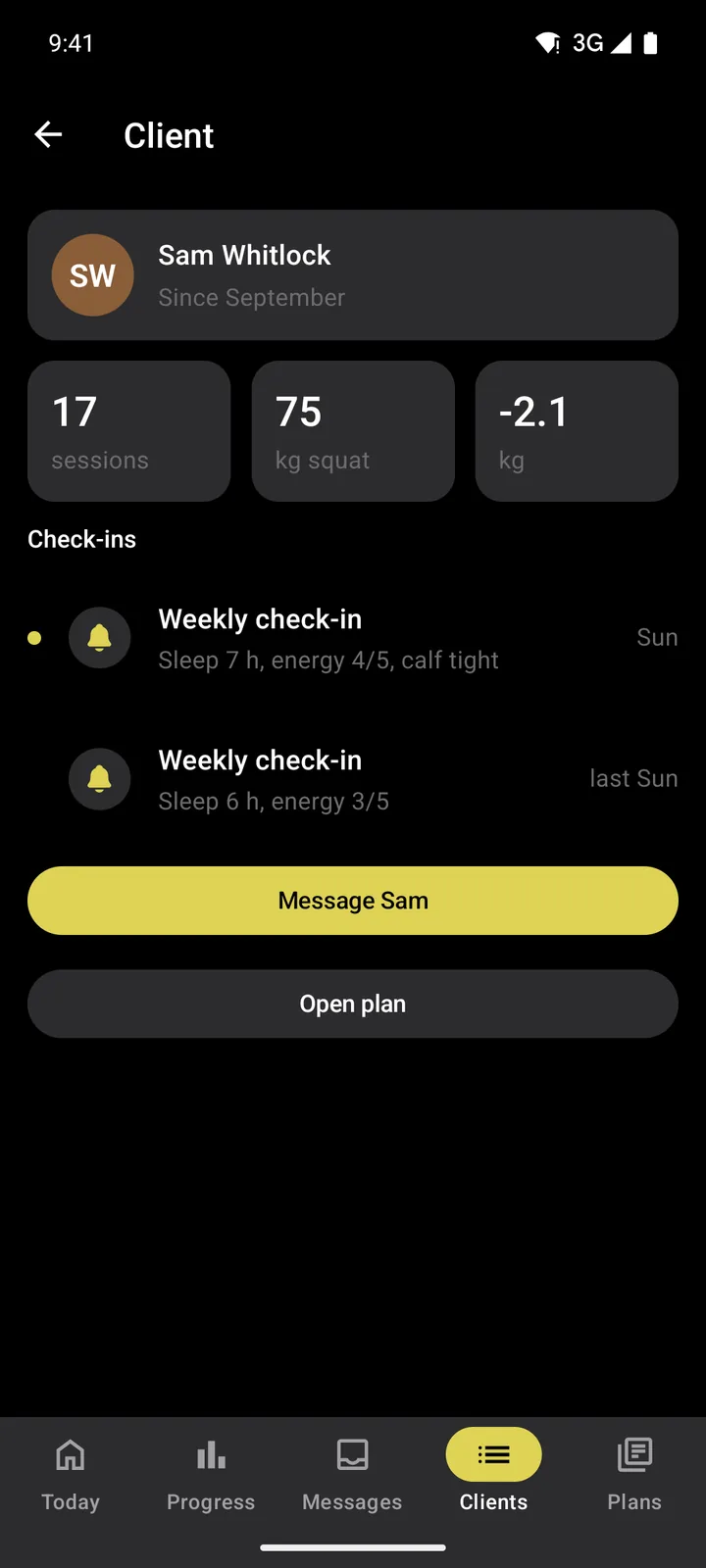 Forge PT: Client on Android, dark