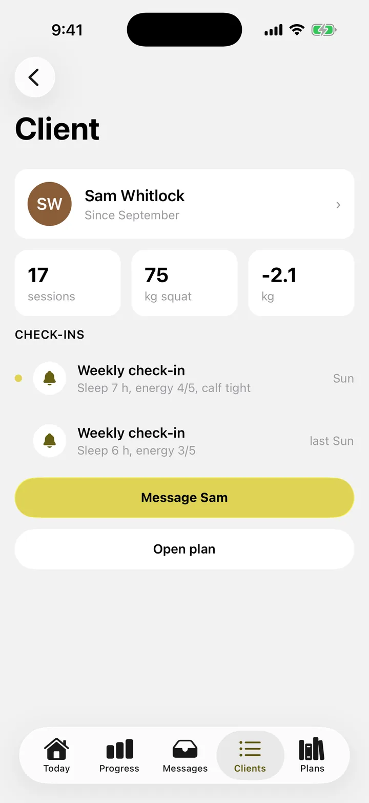 Forge PT: Client on iOS, light