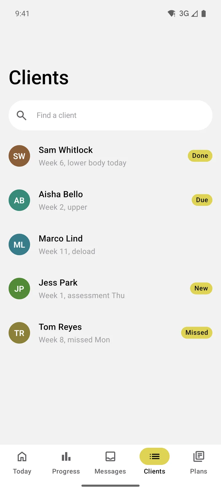 Forge PT: Clients on Android, light