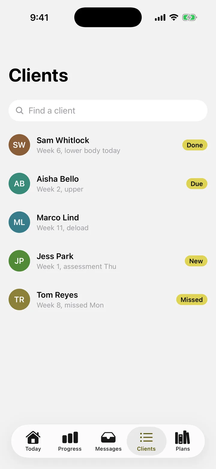 Forge PT: Clients on iOS, light