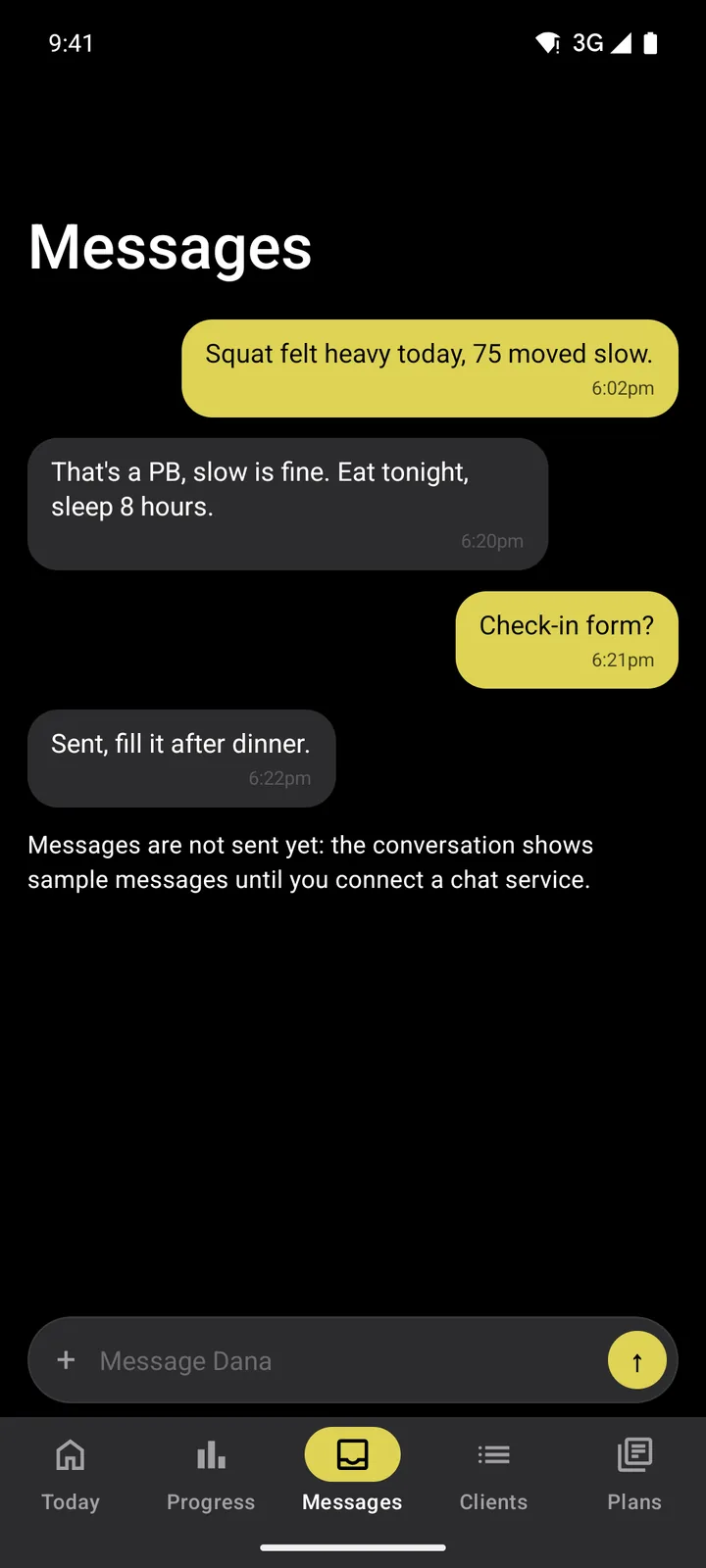 Forge PT: Messages on Android, dark