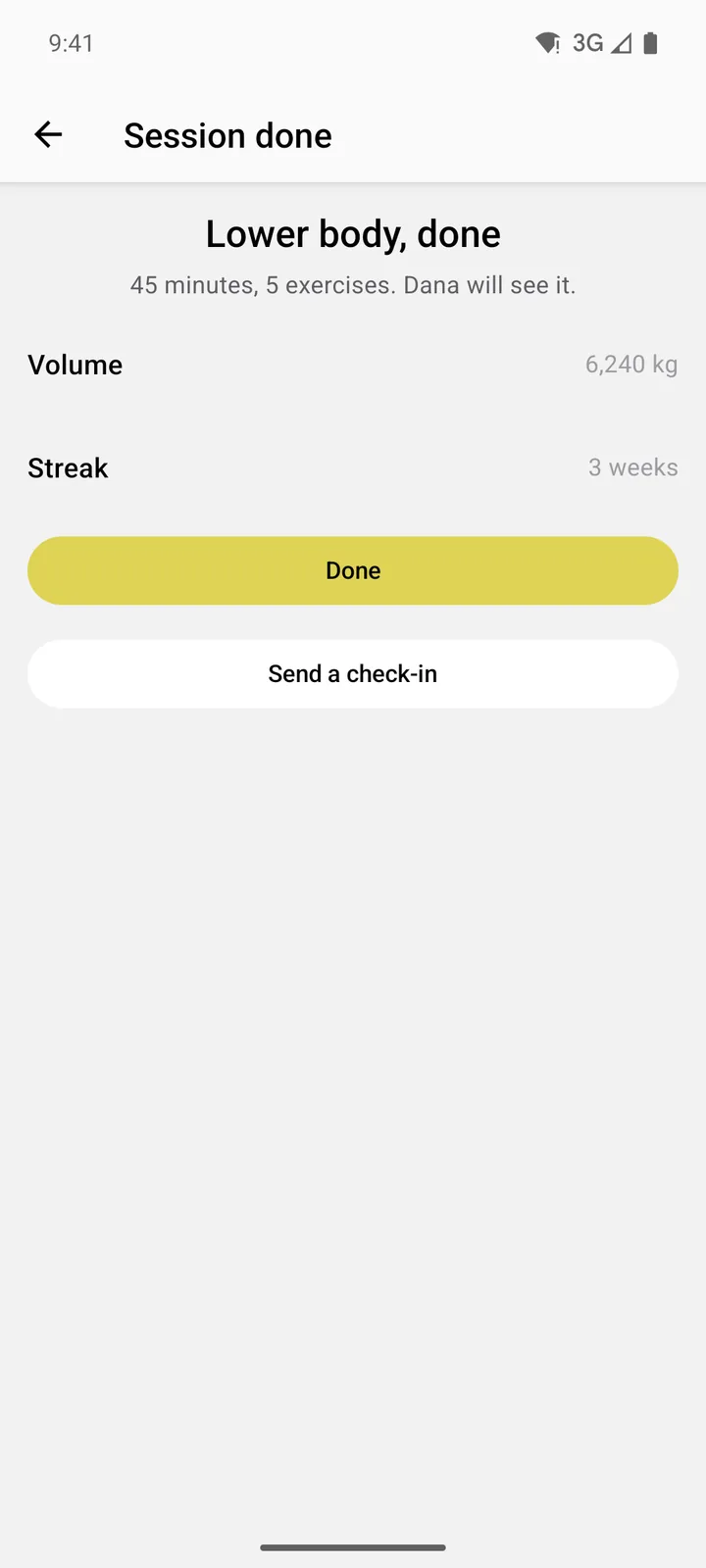 Forge PT: Session done on Android, light