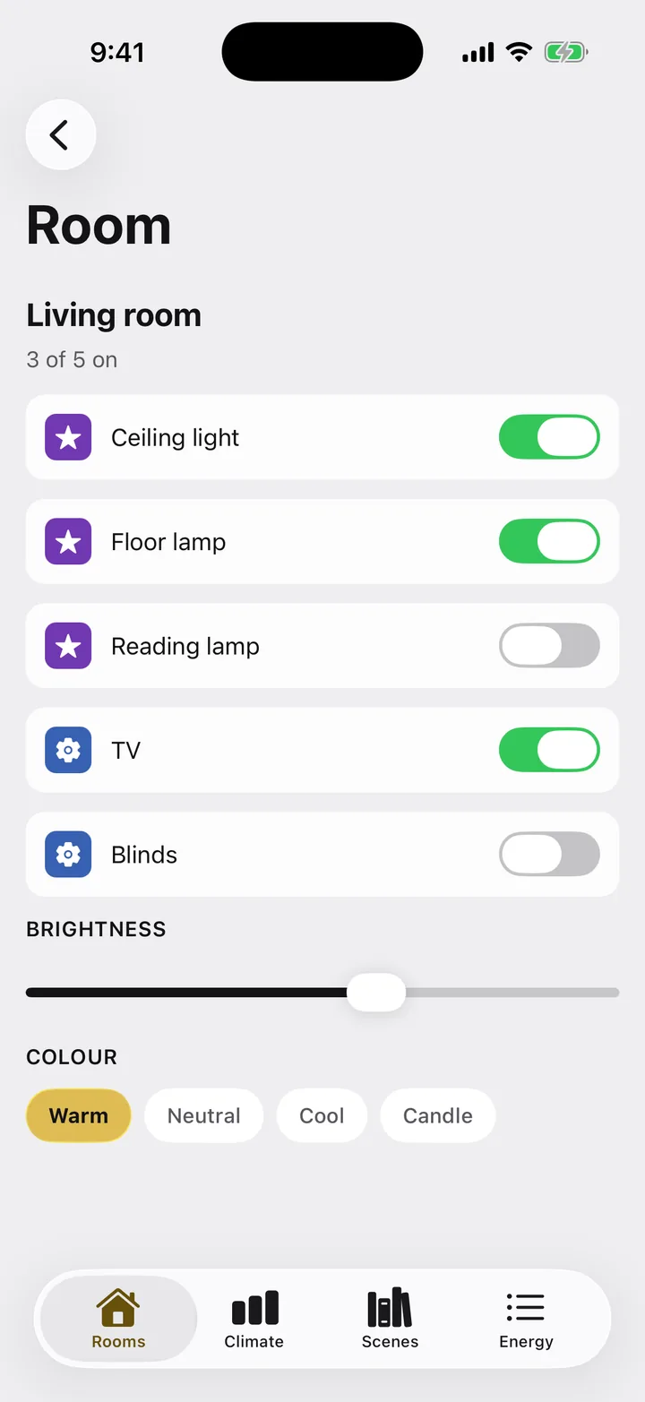 Hearth: Room on iOS, light