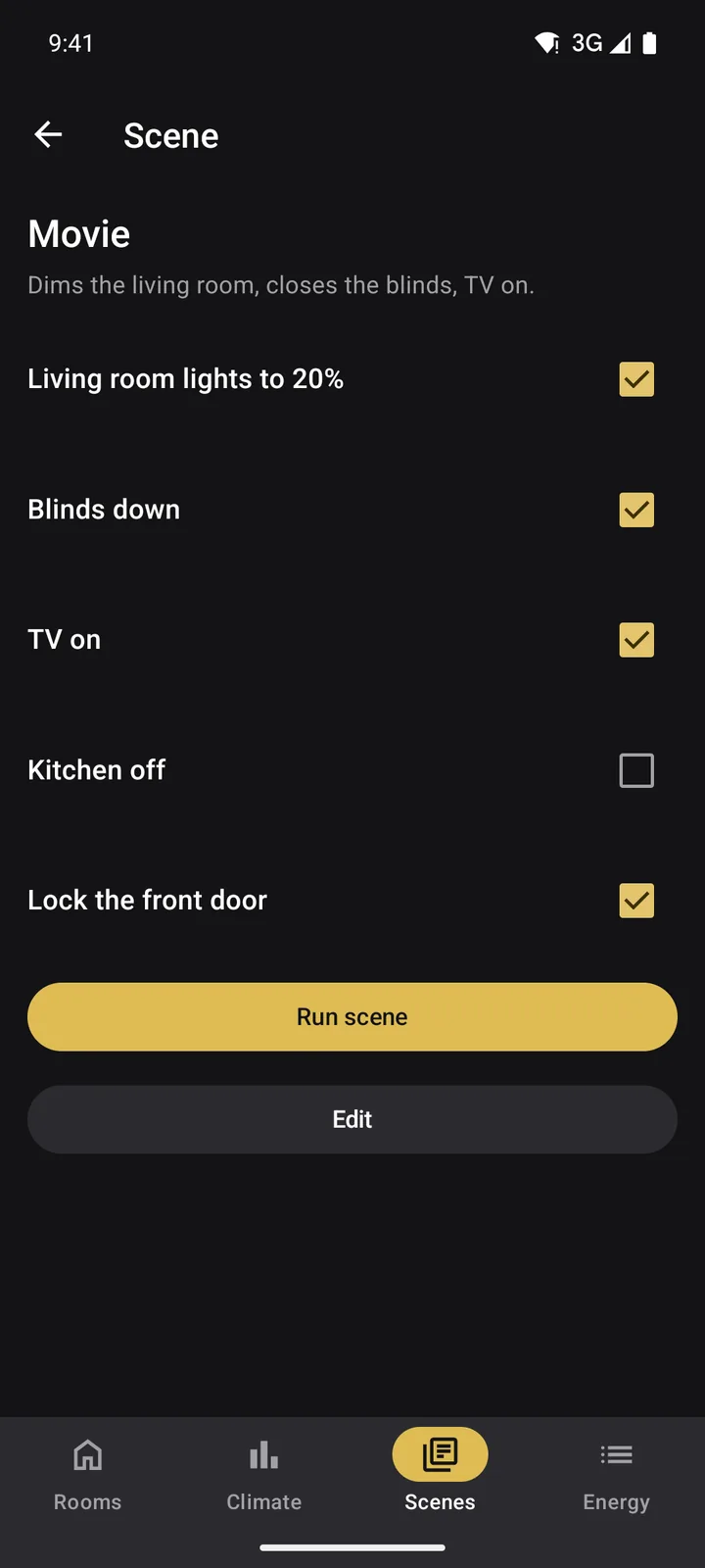Hearth: Scene on Android, dark
