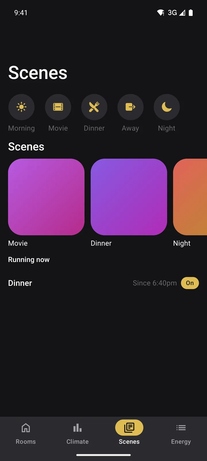 Hearth: Scenes on Android, dark