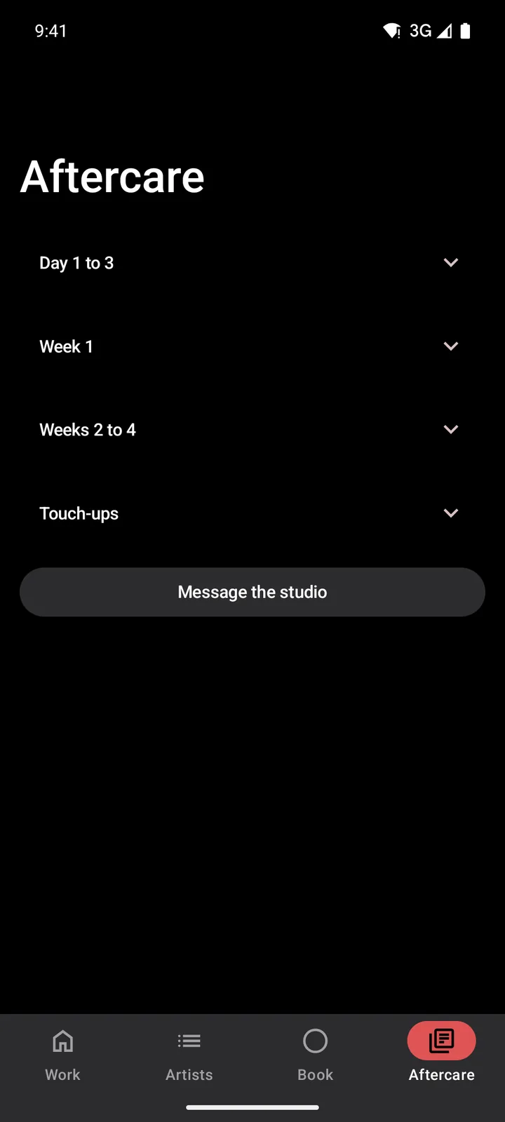 Ironwood Tattoo: Aftercare on Android, dark