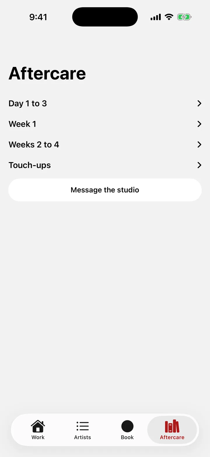 Ironwood Tattoo: Aftercare on iOS, light