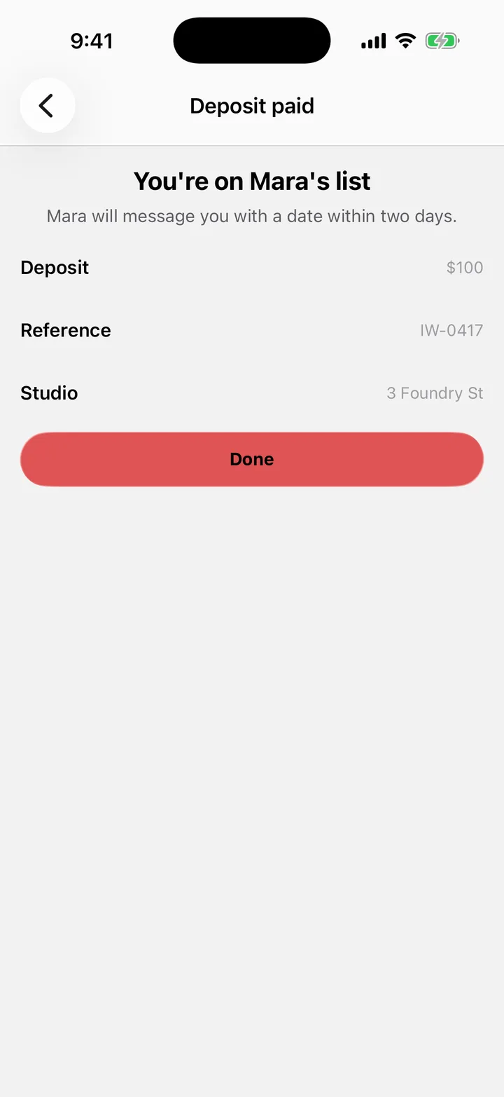 Ironwood Tattoo: Deposit paid on iOS, light