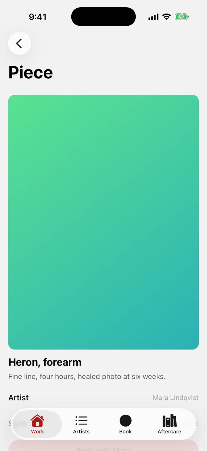 Ironwood Tattoo: Piece on iOS, light