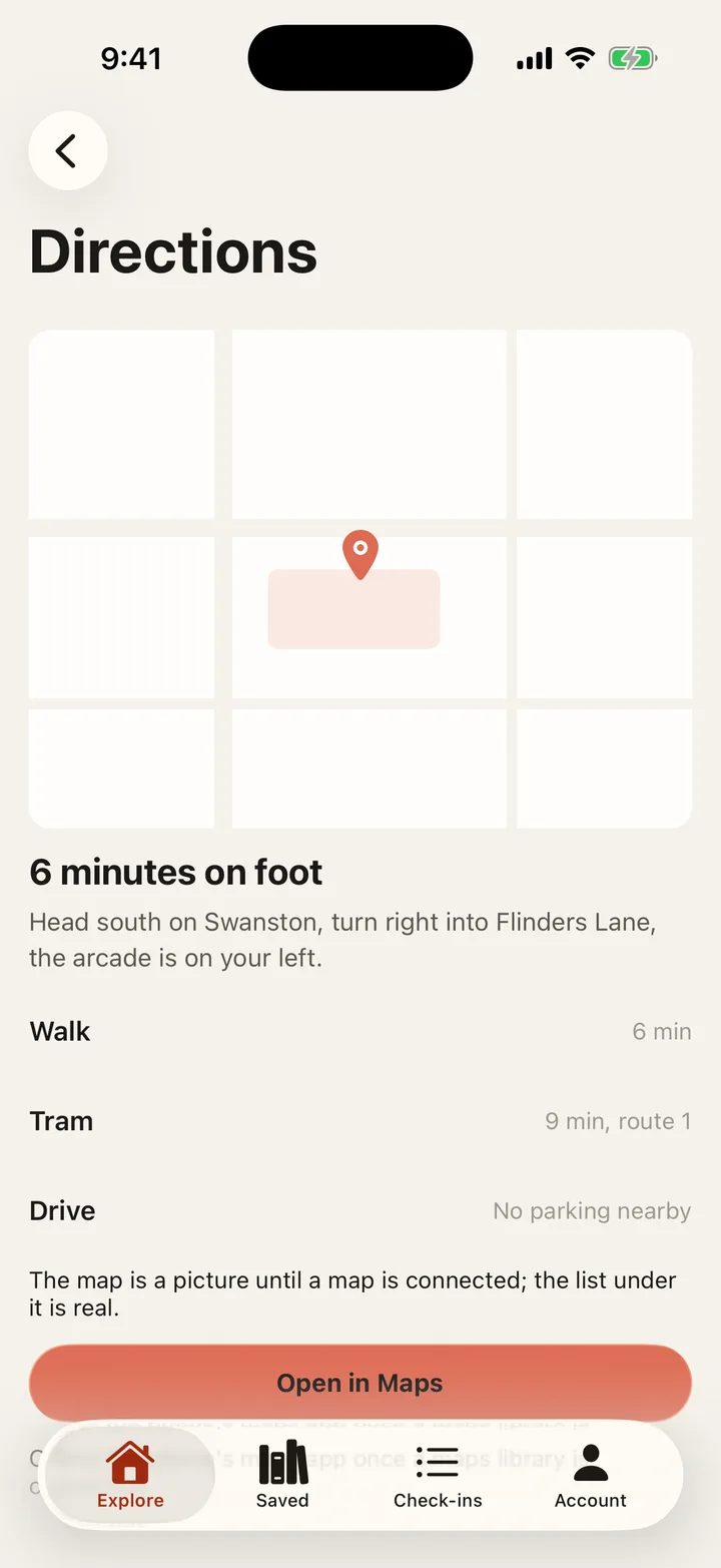 Laneways: Directions on iOS, light