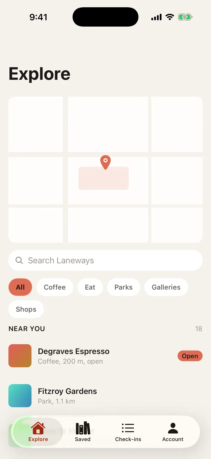 Laneways: Explore on iOS