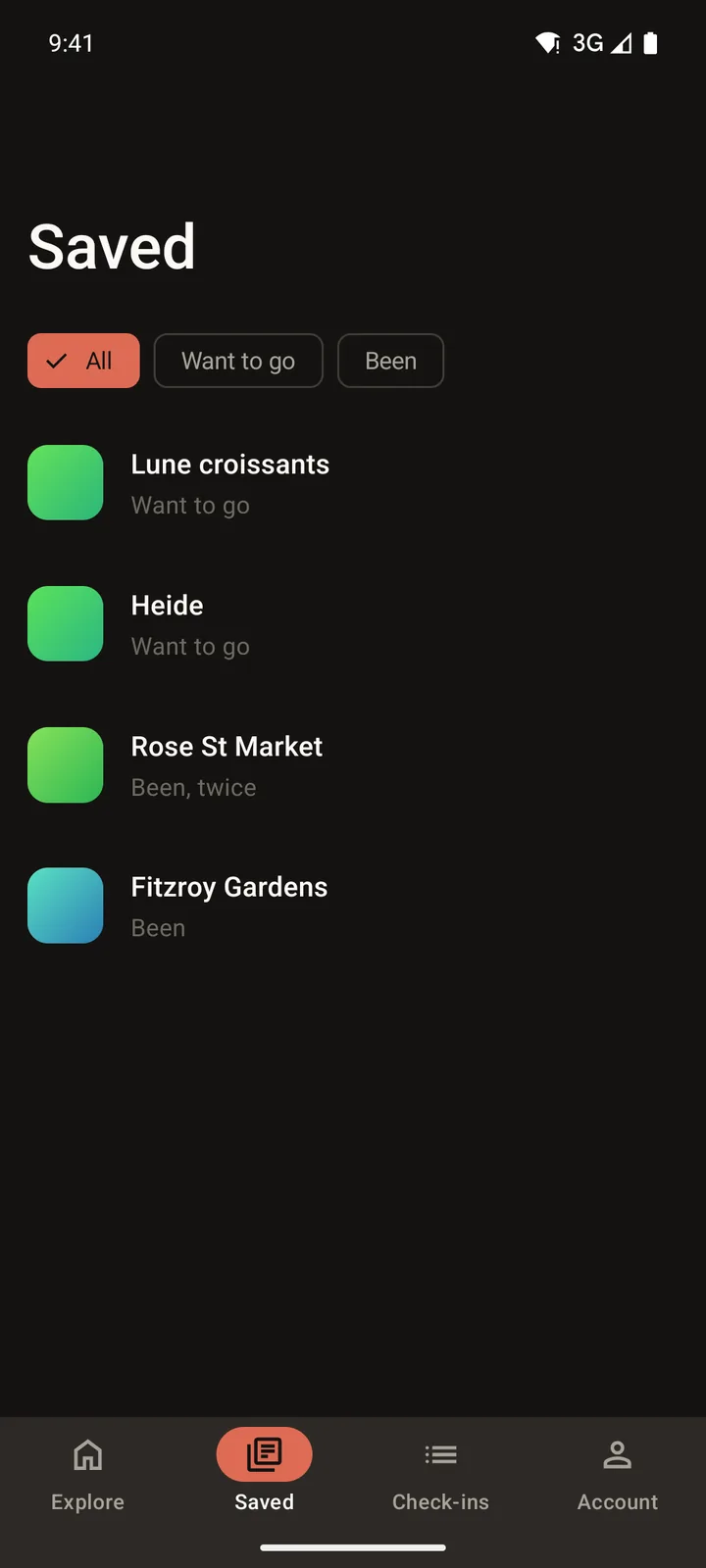 Laneways: Saved on Android, dark