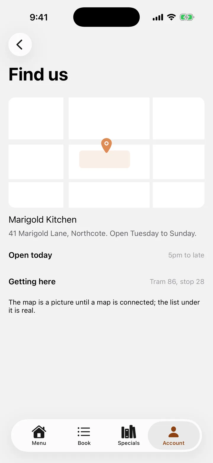 Marigold Kitchen: Find us on iOS, light