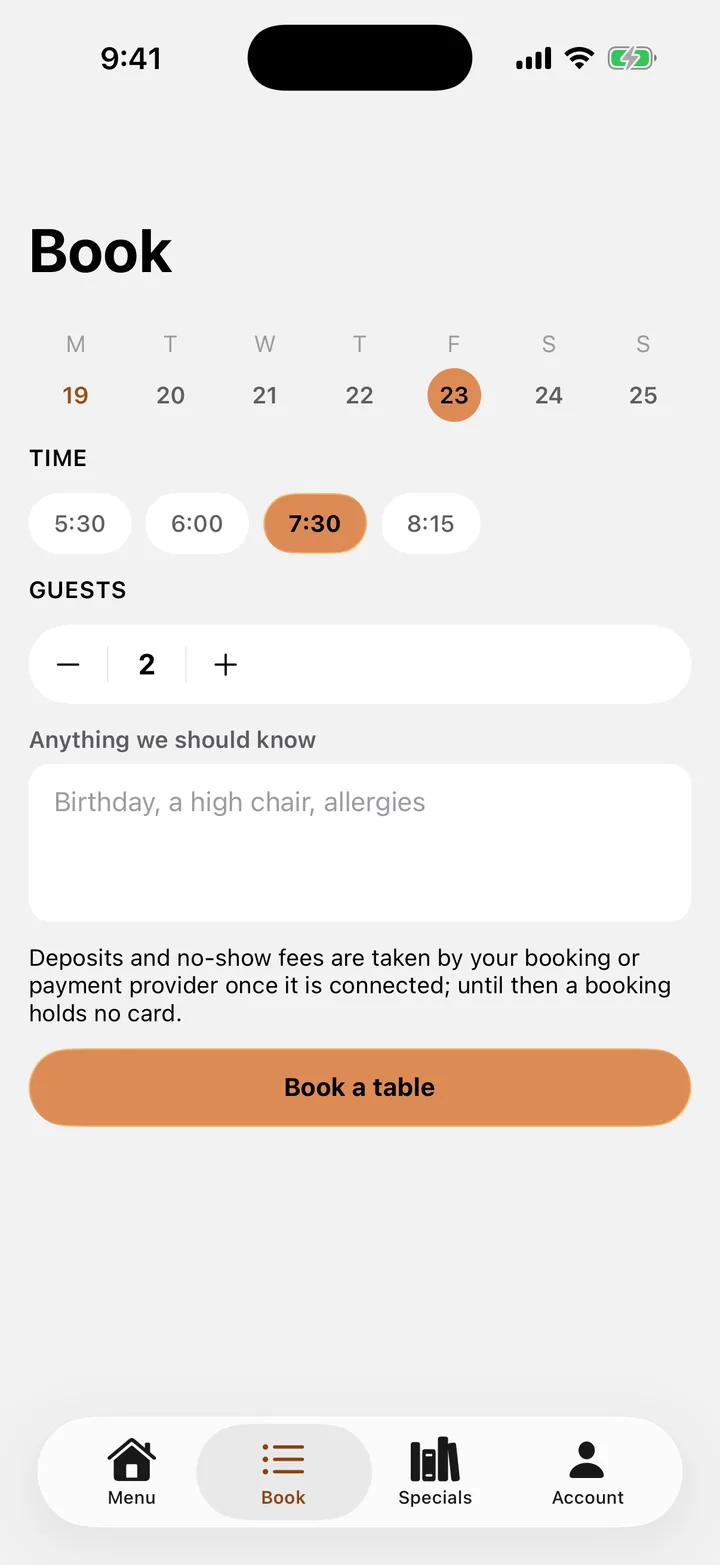Marigold Kitchen: Book on iOS, light