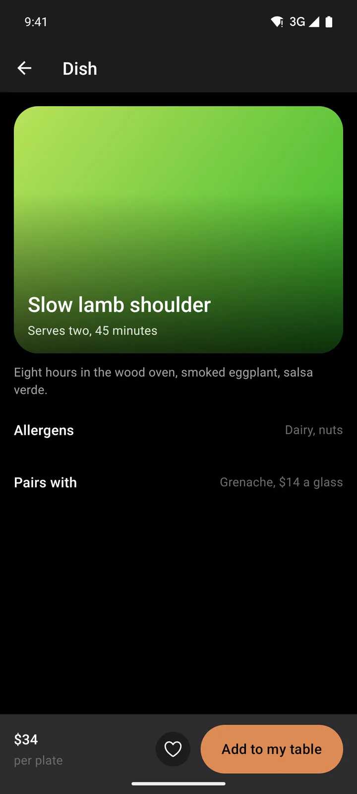Marigold Kitchen: Dish on Android, dark