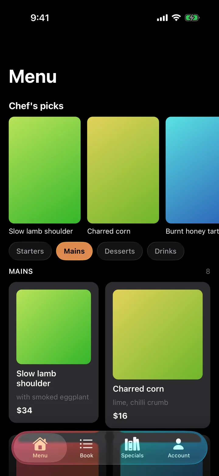 Marigold Kitchen: Menu on iOS