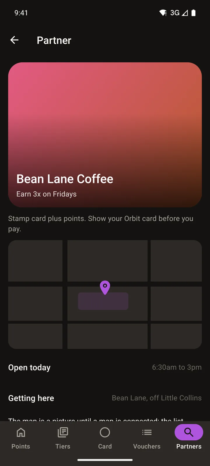 Orbit Rewards: Partner on Android, dark