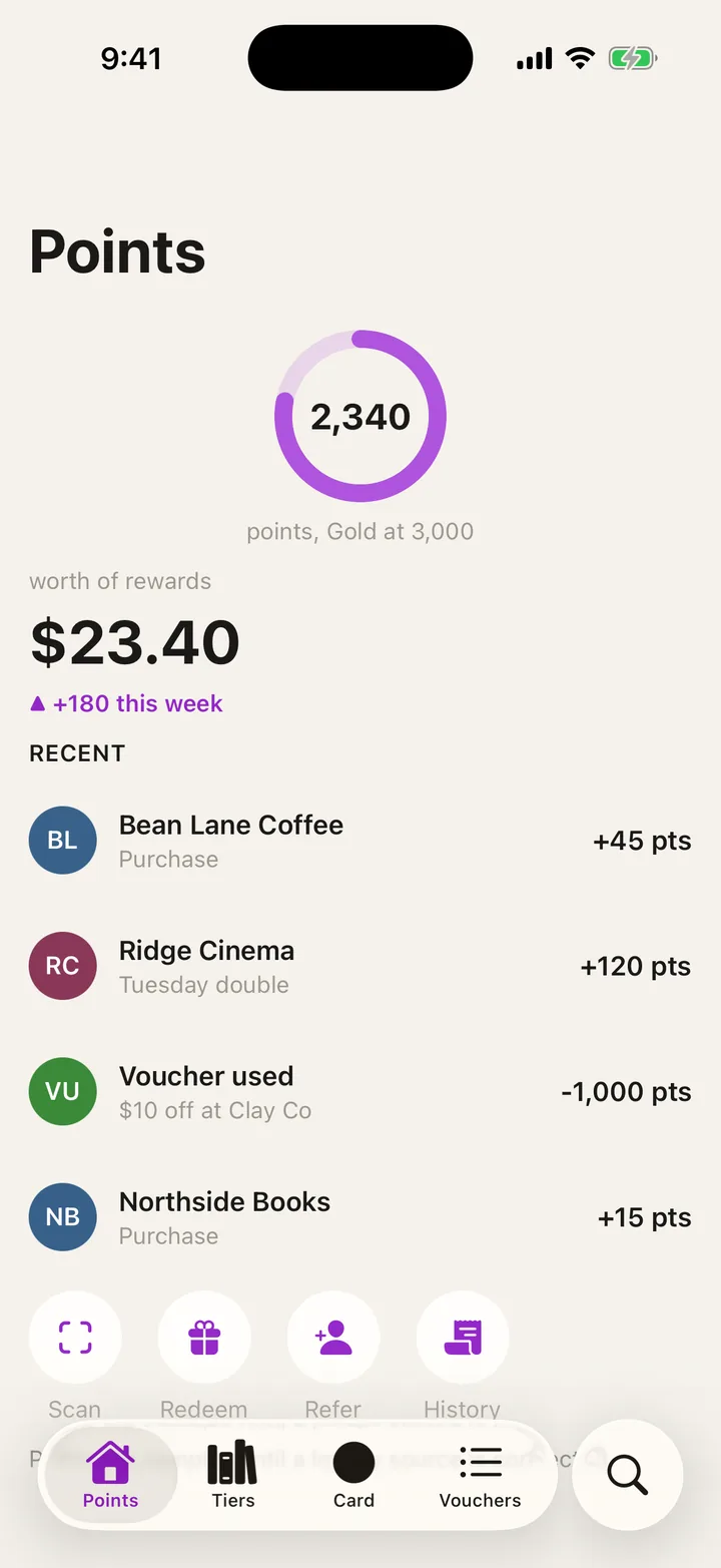 Orbit Rewards: Points on iOS, light