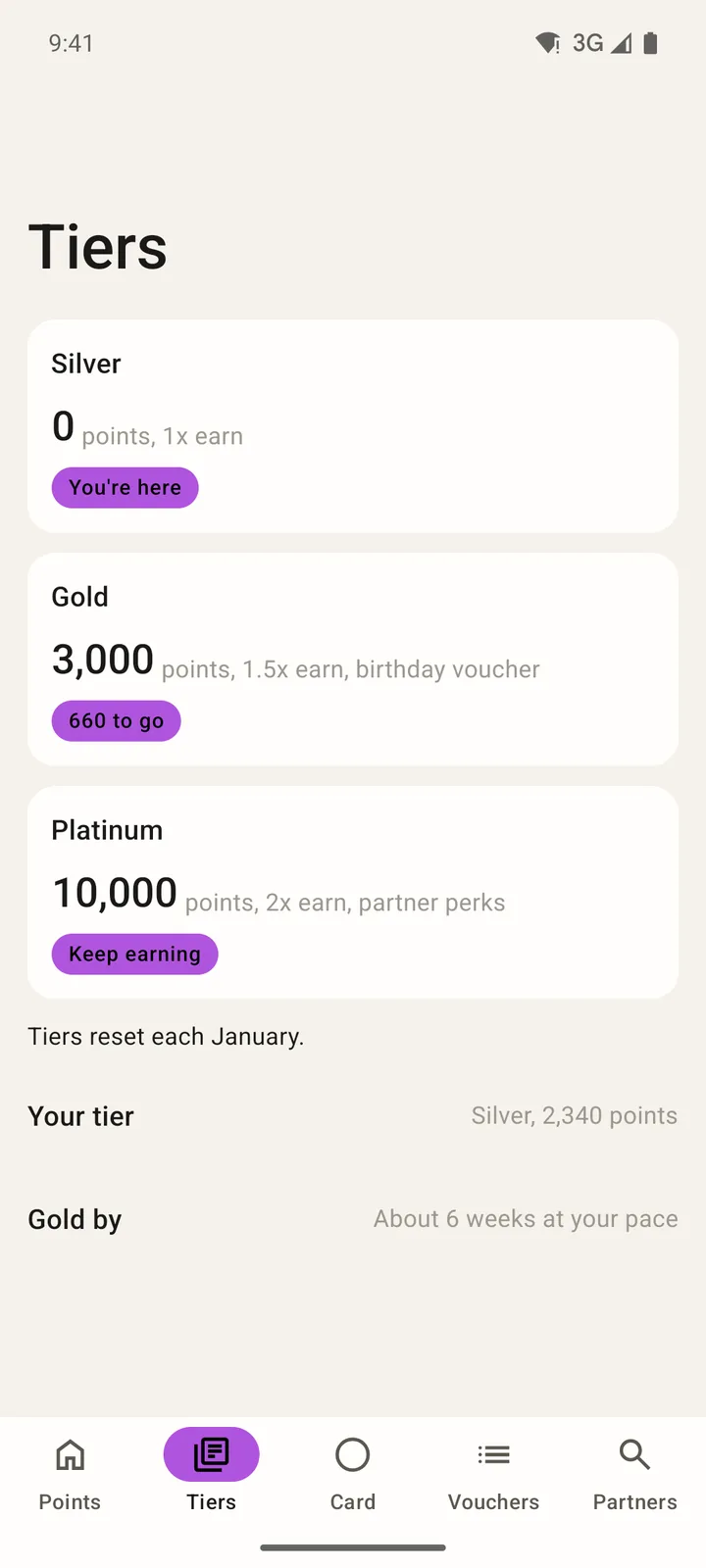 Orbit Rewards: Tiers on Android, light